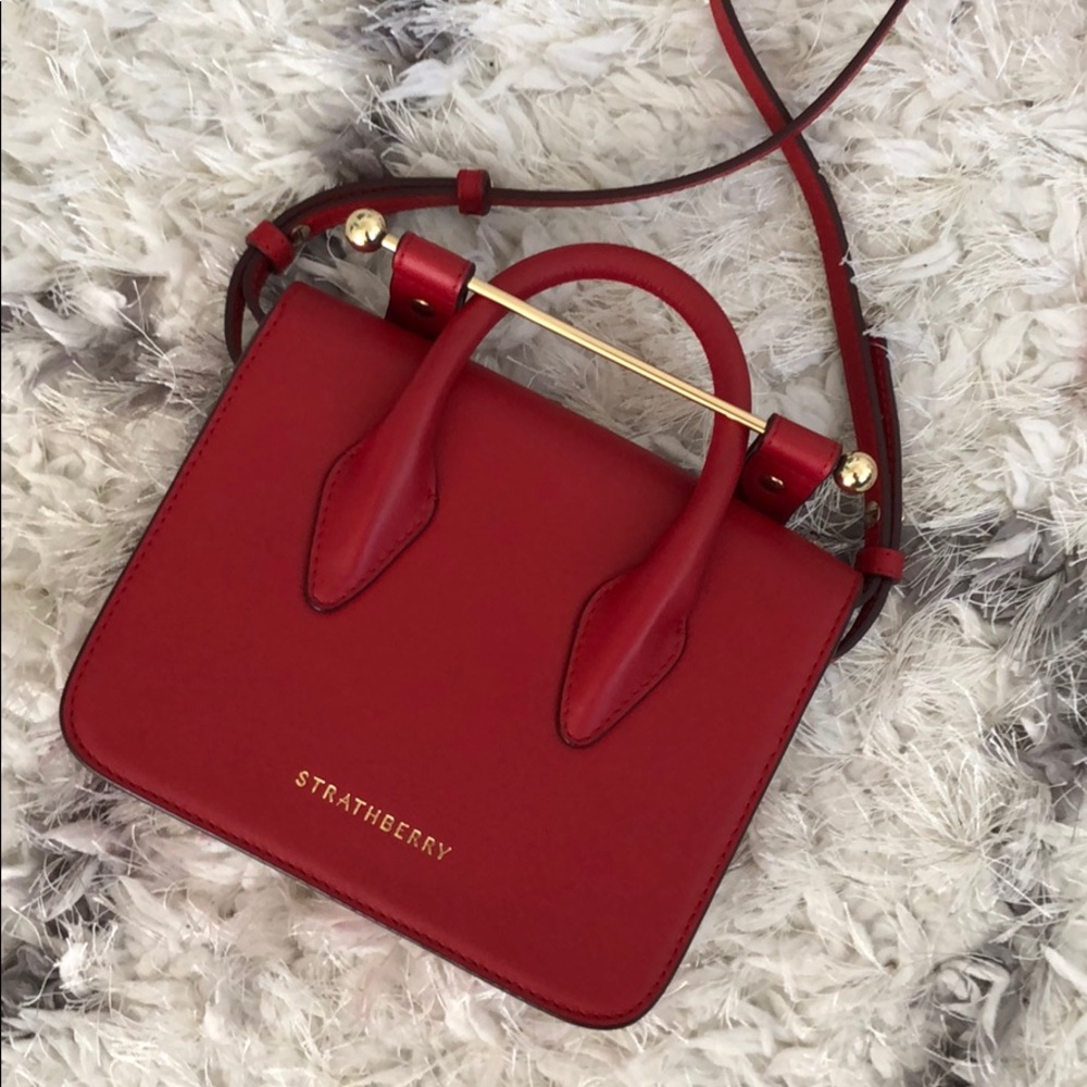 Strathberry Bag MC Nano in Red with Gold Hardware